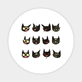 Creepy Cute Black Cat Faces Magnet